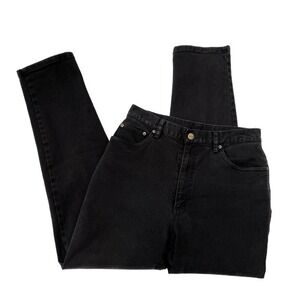 LL Bean Black High Waist Classic Straight Denim Jean, Size 6